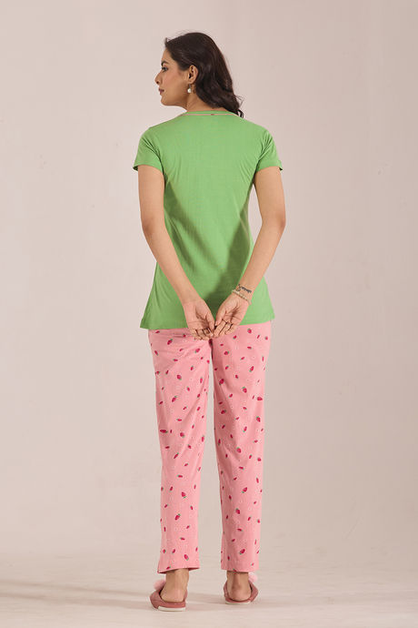 Sweet Moon Knit Cotton Pyjama Set - Pastelpink Green — image 2